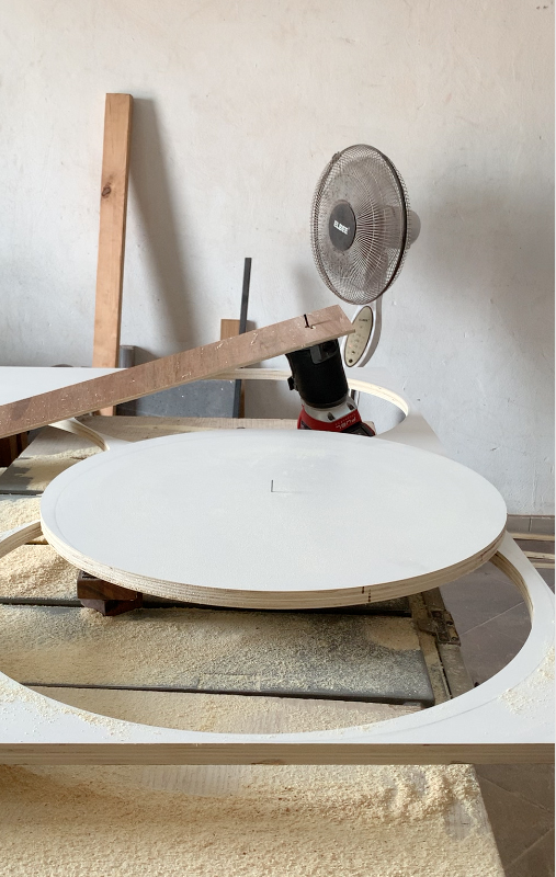 Routed circle for shelf